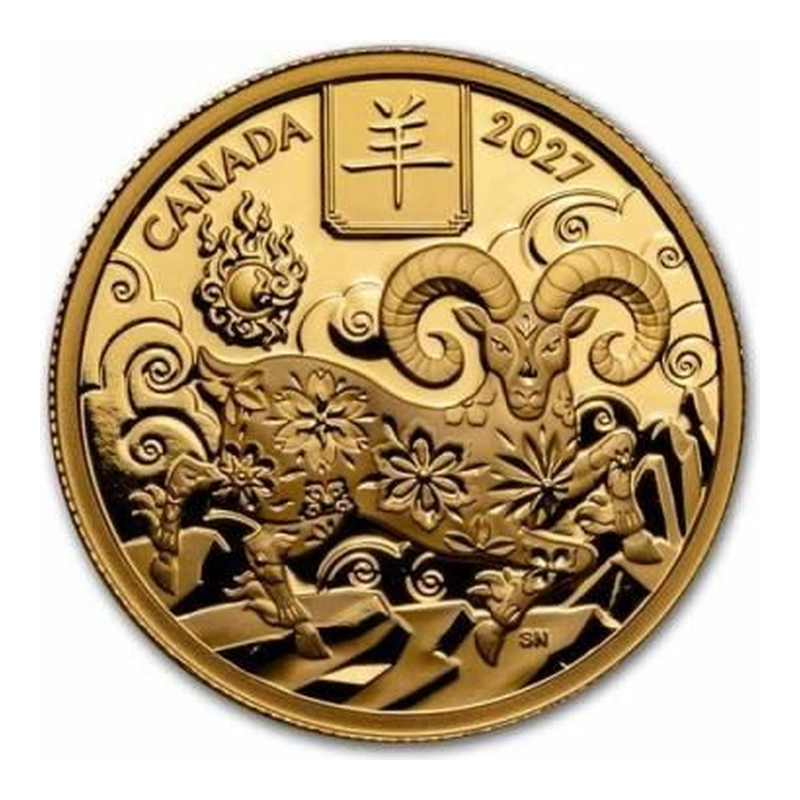 2027年 未年 干支コイン カナダ プルーフ金貨